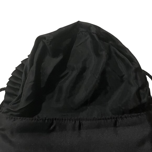 Vintage 70s 80s Black Satin Ruffle Evening Bag Shoulder Strap Romantic Retro - Picture 8 of 11